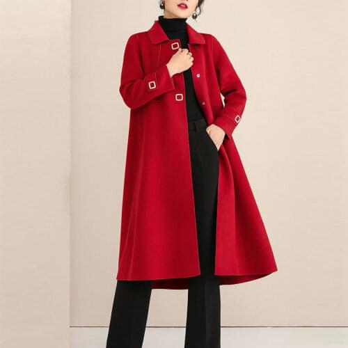 Woman Vintage Loose Woolen Coats 2021 Female Autumn Winter Soft Turn Down Collar Outerwear Ladies Elegant Pockets Jackets Q161