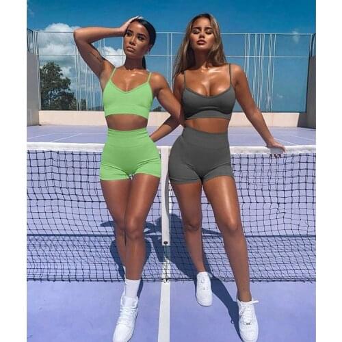 Wantmove 2021 Summer New Style Yoga Outfit For Women Seamless 2 Piece Workout Gym High Waist Leggings With Sport Bra Set AM628