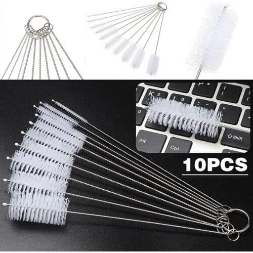 10pcs Set Car Fish Tank Pipe Cleaning Brush Feeding Baby Bottle Suction Tube Glass Tube Spiral Straw Eye Glasses Wash Tool Parts