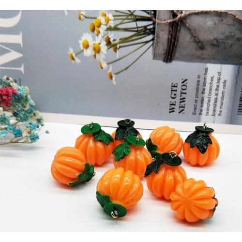 10pcs Resin Pumpkin Charms Fruit Vegetable Charms For Necklace Pendants Halloween Earrings Jewelry Making DIY Accessories YZ619