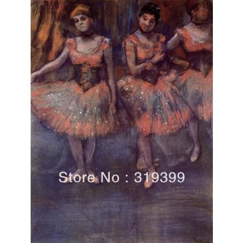 100% handmade Oil Painting Reproduction on Linen Canvas,Three Dancers before Exercise by edgar degas ,Free DHL FAST Shipping