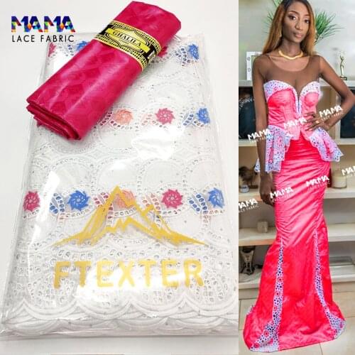 2.5+2.5 Yards DIY Lace Fabric 2021 100% Cotton With Basin Riche In Switzerland Senegal African Wedding Dress Material