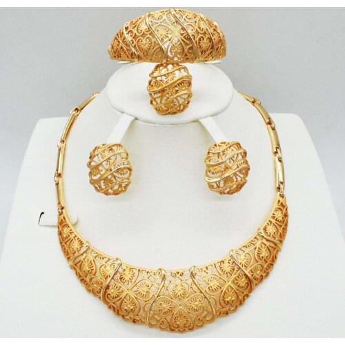 2018 Hot sale dubai gold plat High quality Fashion jewelry big set Africa wedding women jewelry set earring