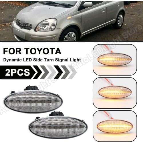 2X Dynamic Clear LED Side Marker Light Turn Signal Sequential Lamp For Toyota Yaris Vitz RAV4 Auris Corolla Conquest Verso