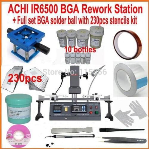ACHI IR6500 bga rework station motherboard repair machine + 10pcs bga solder ball + 230pcs 90mm bga stencils +19 gifts