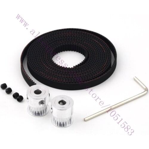 2x MXL 20T 5mm Bore Aluminum Pulleys & 2M Timing Belt width 6mm Set For 3D Printer Reprap Prusa Mendel Free Shipping