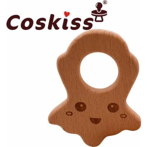 Coskiss Beech Wooden Toys DIY Crafts Baby Teether For Making Rattles Educational Toy Wooden Teether For New Born Teether