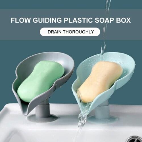 Leaf Shaped Soap Holder Quick Drain Soap Shelf Creative Vertical Suction Cup Laundry Soap Dish Storage Tray Bathroom Supplies