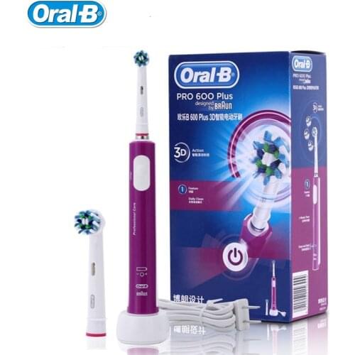 Oral B Pro600 Plus Electric Toothbrush Ultrasonic 3D Action Rotation Smart Timer Tooth Brush Teeth Whitening Replaceable Heads