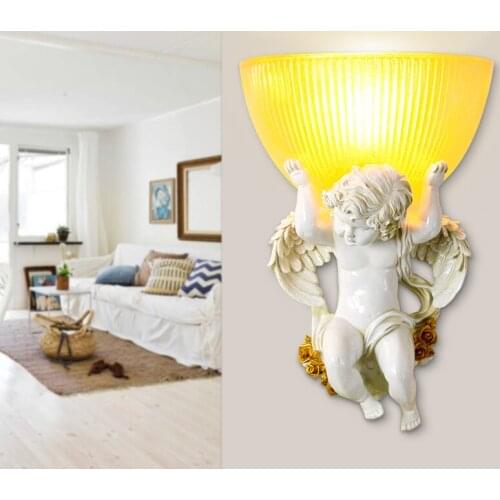 European Wall Lamps angel child creative bedroom bedside bed warm LED wall lamp living room corrido background LU71123