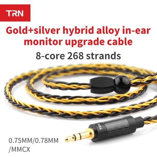 TRN Earphones Cable T1 Gold Silver Mixed plated Upgrade cable 8 Core Headphone wire for V90 V80 ZSX V30 V20 VX C12 ZST T2 S2 T4