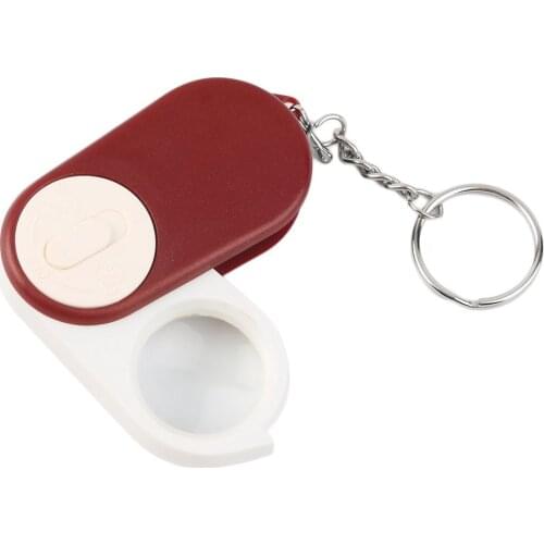 Pocket Folding LED Light 10X Loupe Magnifier Magnifying Glass Keychain Outdoor Tools Hot