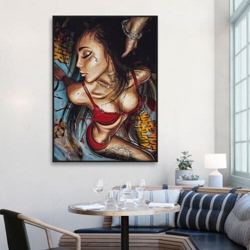 Sexy Hot Girl Canvas Paintings Wall Art Cartoons Prints Poster Living Room Decor Decorative Paintings On The Wall Home Decor