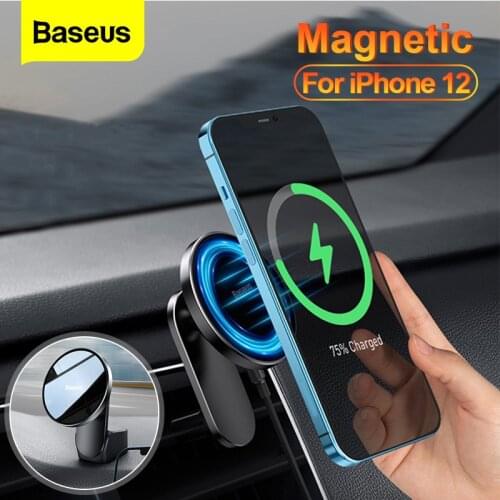 Baseus Magnetic Wireless Charger Car Phone Holder Air Vent Universal Car Mount Fast Charging Holder For iPhone 12 Pro Max Mini