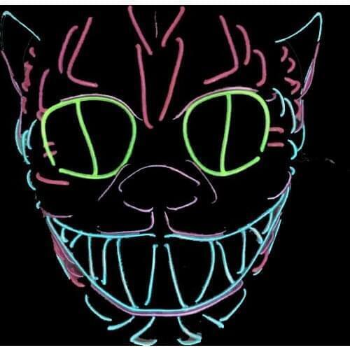 Halloween EL Wire Mask Cosplay Monster Glowing Evil Cat Smiling Mask For Party Supplies