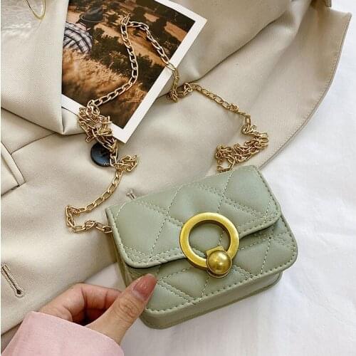 Fashion Solid Color Mini Handbag For Women Simple Chain Embroidery Thread Shoulder Bags Designer Personalized Lock Crossbody Bag