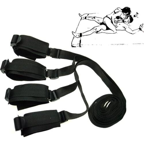 Bedroom Restraint Kit Bondage Boutique Cosplay Adjustable Under Mattress Sex Toys for Women Man,Fetish Wrists Ankle Hand Cuffs