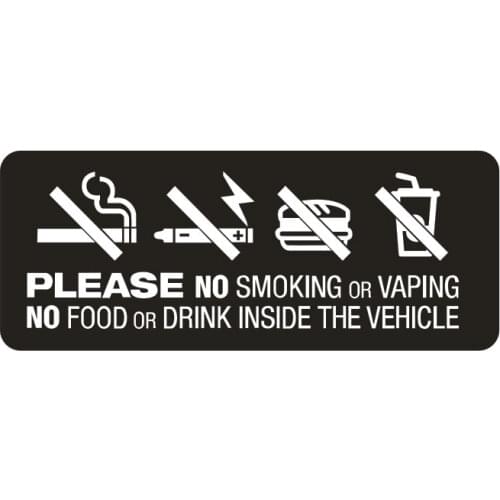 Stickers are forbidden to smoke and drink in the car. Notice cars, trucks, taxis, window stickers and decorative accessories