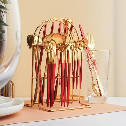 New stainless steel Western tableware steak knife fork spoon manufacturer cross border direct selling gift set of 24 pieces