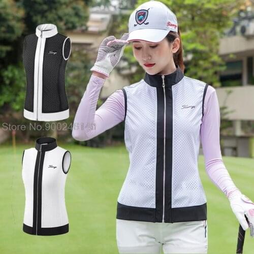 2021 New Golf Clothing Women Vest Spring Sleeveless Tank Tops Full Zipper Sports Wear Outdoor Team Uniform Slim Golf Apparel