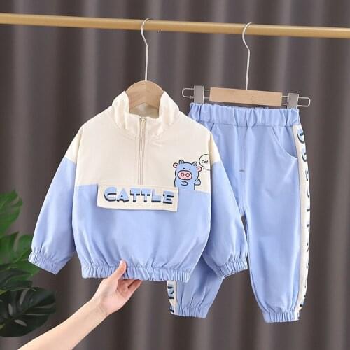 2021 Spring New Childrens Suit Boy and Girl Music Cow Print Coat 0-4 Years Old 2-pieces Sets