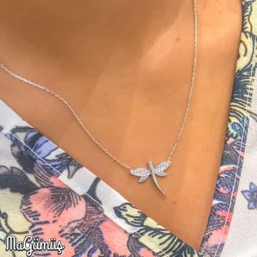 New Elegant Stylish Dragonfly Silver Necklace
