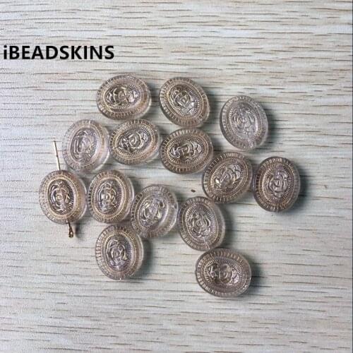 New arrival! 22x19mm 270pcs/lot clear with gold stripe oval shape Acrylic beads #008(Design as shown)