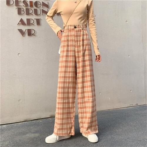 OEMG Women's Plaid Trousers