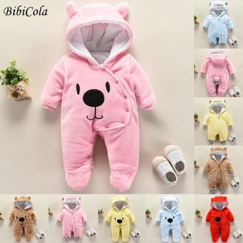 Baby Autumn Winter Clothing Newborn Infant Baby Boy Girl Solid Color Romper Clothes Long Sleeve Hooded Cartoon Outfit Jumpsuit