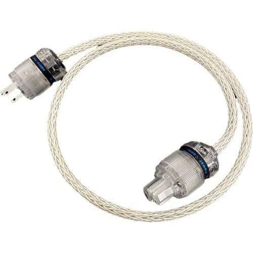Silver Plated Audio Power Cable Rhodium Plated Audiophile 8AG for Amplifier CD Player - US / EU Plug