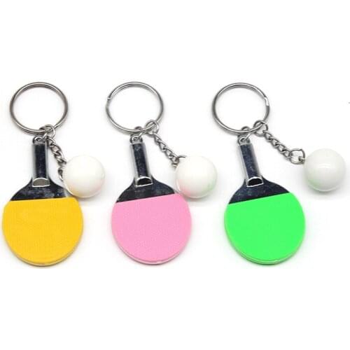 Table tennis keychain creative metal keychain personalized gift mini table tennis pendant keychain