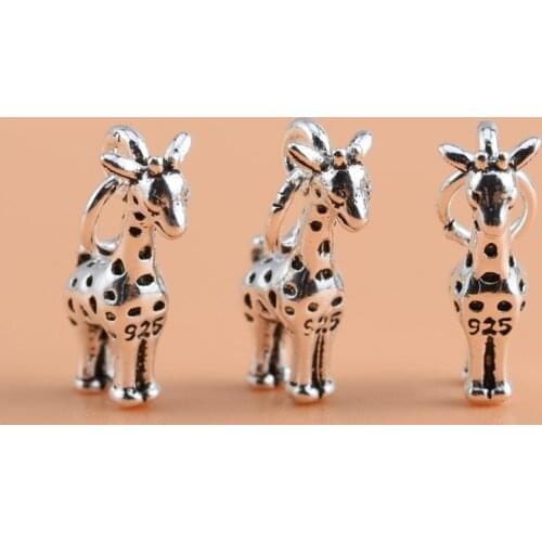 S925 Sterling Silver Thai Silver Pendant Accessories Cute Mini Fawn Pendant Handmade DIY Beaded Material Accessories