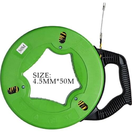 30/40/50M 4.5mm Fiberglass Fish Tape Reel Puller Conduit Ducting Rodder Pulling Wire Green Non-conductive Fast Wire Puller New