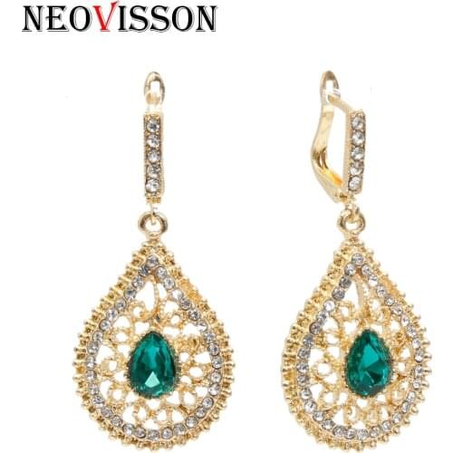 NEOVISOON Gold Color Algerian Dangle Earrings for Women Caftan Wedding Jewelry