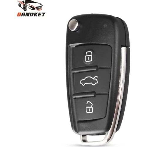 Dandkey Replacement Remote Flip Car Key Shell Case 3 Buttons For Audi A2 A3 A4 A6 A6L A8 Q7 TT Folding Key Fob Uncut Cover