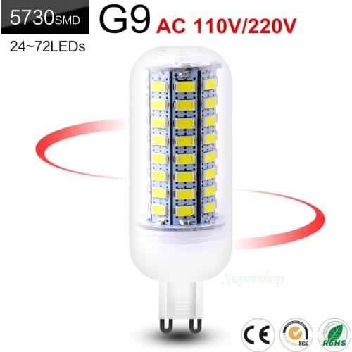 Cheap Bombilla Led Bulb g9 SMD5730 G9 AC 110V 220V 7W 9W 12W 15W 20W 25W LED Corn Bulb Ampoule Bright 24 72LEDs Cool Warm White