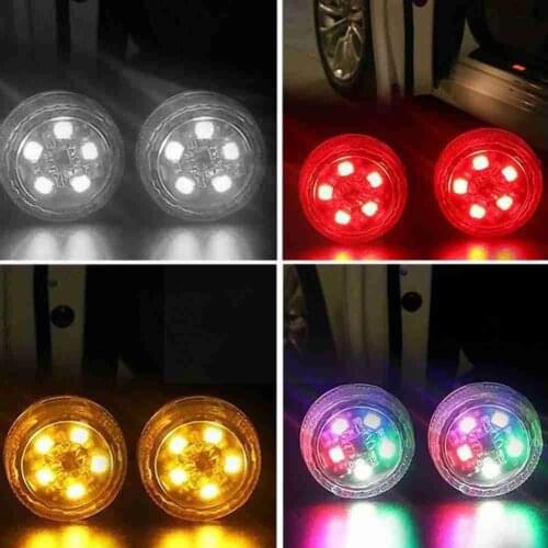 4pcs Universal LED Car Door Opening Warning Lights Strobe Flashing Lamps Collision Sensor Access Rear-end Safety Wireless A U9A7
