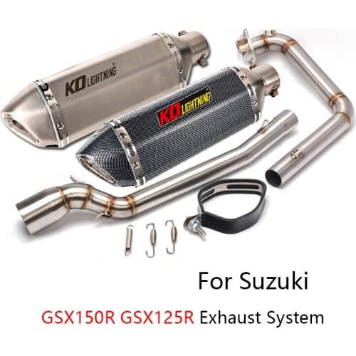 For Suzuki GSX150R GSX125R Exhaust System Motorcycle Header Mid Link Pipe Slip On 51mm Mufflers Removable Db Killer Escape 370mm