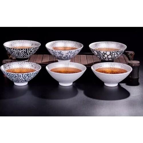 High-grade silver-plated ceramic tea cup Drinkware Chinese Kung Fu Tea Set Teacup cups Porcelain for puer Oolong Tea Ceramic Cup