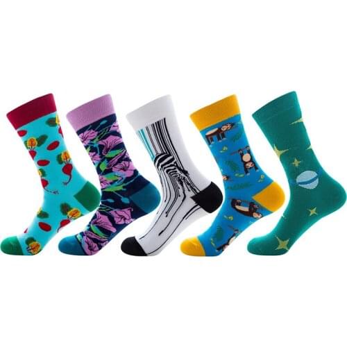 Funny Women Socks Cartoon Plant Morning Glory Radish Animal Zebra Monkey Harajuku Skateboard Men Cotton Happy Socks Female Male