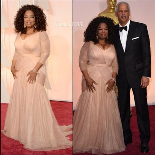 Plus Size Mother Of The Bridal Dresses Celebrity Dresses V-neck Sheath tulle sleeves Sweep Train Draped Mothes Evening Dresses