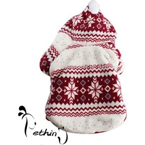 Hooded dog winter coat christmas patters dog christmas clothes winter warm jacket for pets XS -XL red blue colors supply