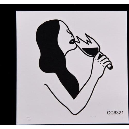 1 Sheet Vintage Old School Style Naked Drinking Body Art Water Transfer Fake Taty 60*60mm Women Temporary Tattoo Sticker