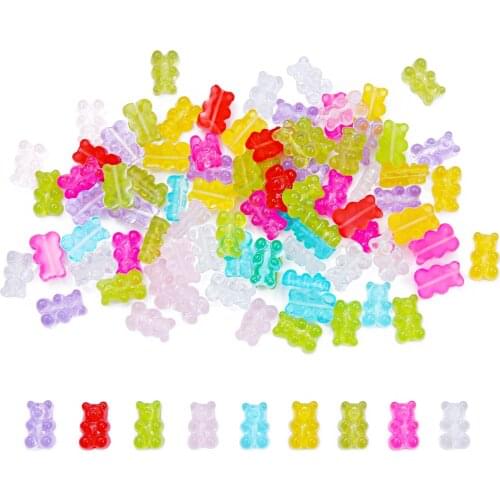 10Pcs 17x11mm Mix Color Resin Mini Bear Beads Charms for Making Cute Earrings Pendants Bracelet Necklaces DIY Creative Jewelry