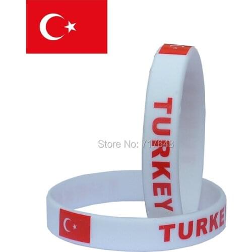 100pcs Flag Turkey White wristband silicone bracelets free shipping by FEDEX