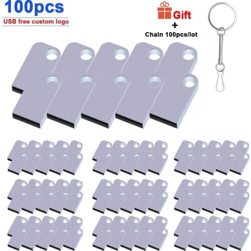 100pcs/lot mini Pen drive USB Flash Drive 4gb 8gb 16gb 32gb 64gb 128gb pendrive metal usb 2.0 memory card Usb stick free logo