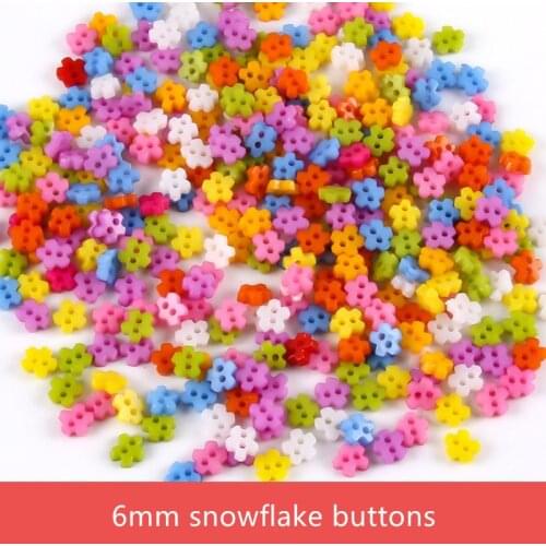 1000pcs Mixed 6mm Mini Tiny Buttons Sewing Doll Clothes Flower Snowflake Plastic Button Embellishments Scrapbook Cardmaking
