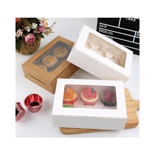 20Pcs 2/4/6 Cavities Marbling Cupcake Boxes and Packaging Cake Cookie Boxes with Window Muffin Dragees Holder Dessert Containers