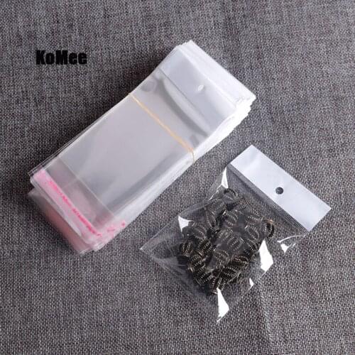 200pcs OPP Bags with Hanging hole 9x12+3cm Clear Transparent OPP Bag Packing Plastic Bag Self Adhesive Seal waterproof OPP Bags