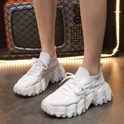 2020 Woman Sneakers High Sole Vulcanized Women Platform Sport Shoes Breathable New Autumn Winter Female Mesh Fashion Footwear